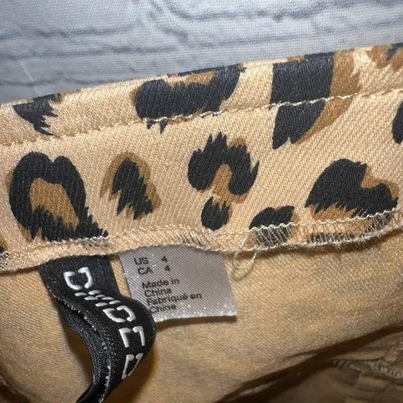 divided tan & black cheetah print zip down sleeveless dress size 4 - Picture 4 of 8